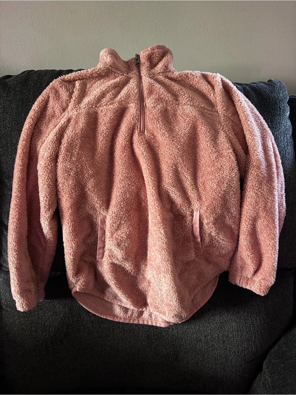 Pink Lily Pink Sherpa Half Zip Pullover Mom Size Large and Child Size Medium